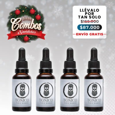 Tónico Para Barba (x4) + Barba Obsequio Navideño + ENVÍO GRATIS